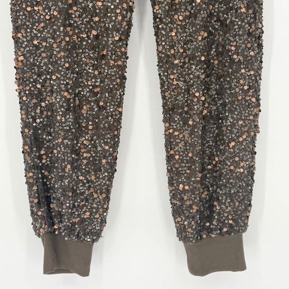 YFB Clothing Silk Olive Sequin Jogger Pants Women S New Years Holiday Luxury - Picture 2 of 11